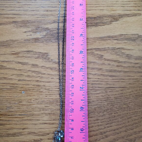 VTG AZ Italy Silver 925 Necklace-Cluster Iridescent Crystal Glass Droplets ~18" - Picture 4 of 6